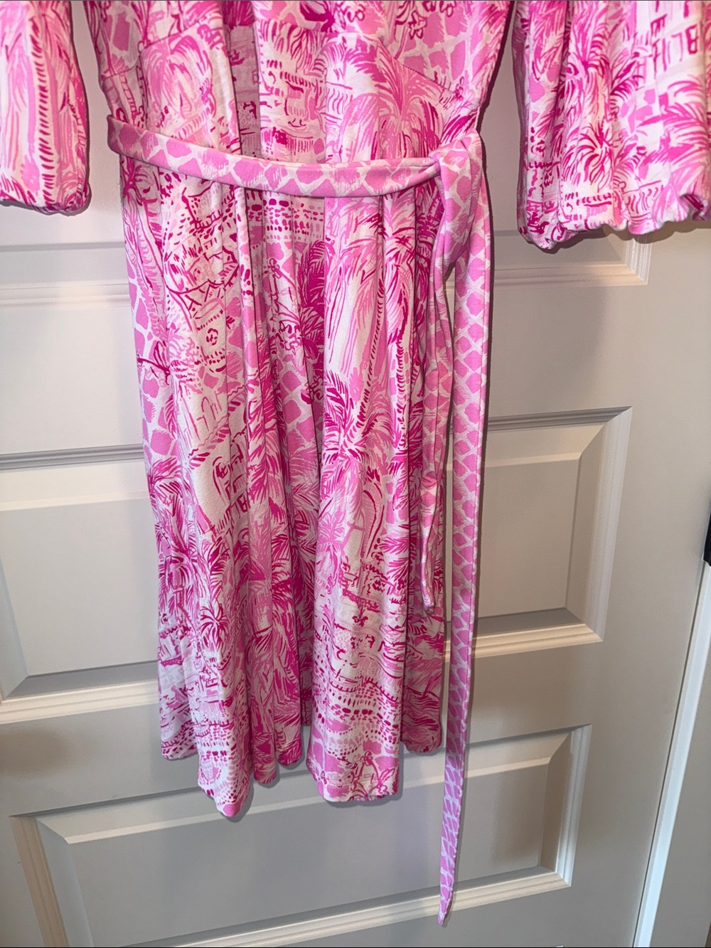 Lilly Pulitzer Chace Wrap Dress in the Palm Beach Paradise print L - Picture 3 of 6